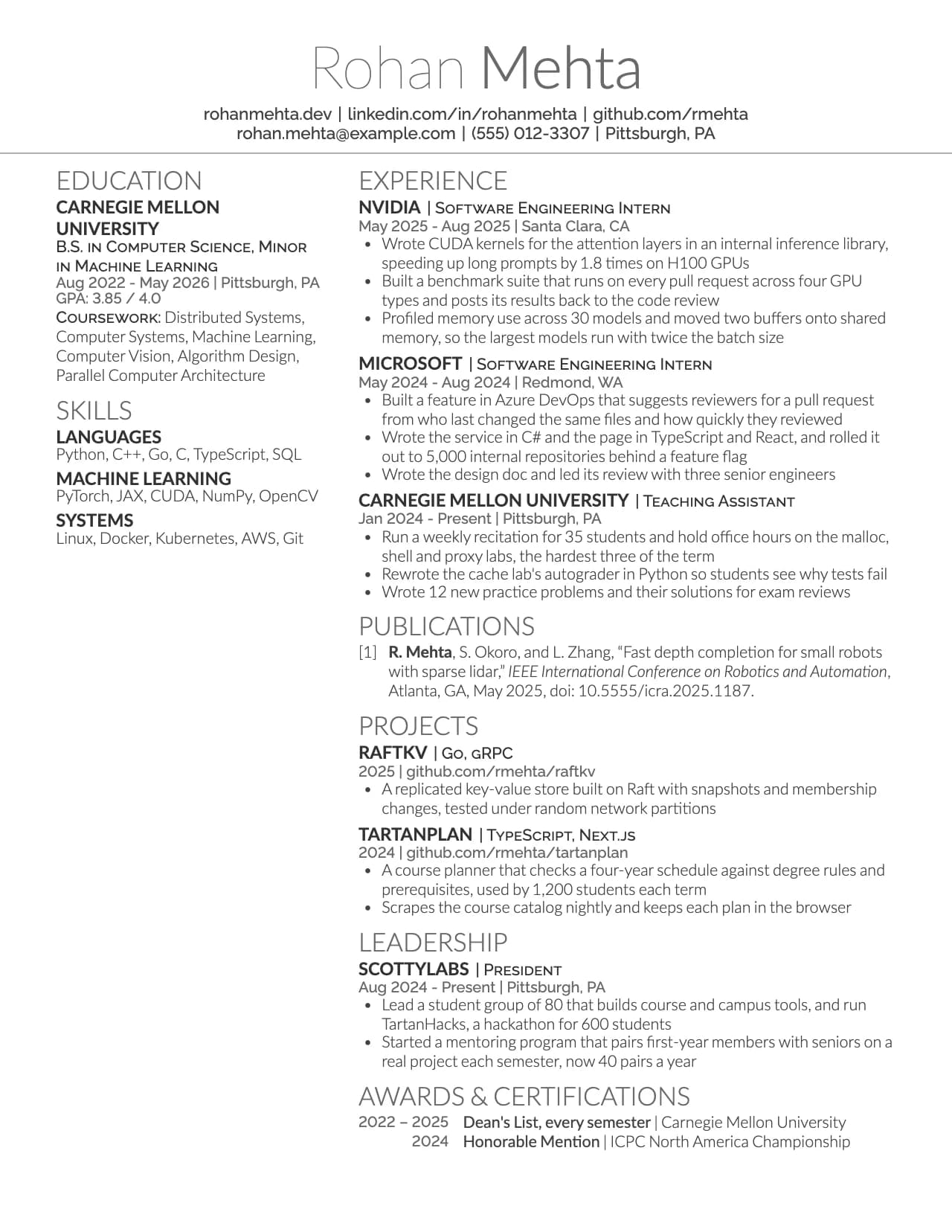 Deedy resume template: a sample one-page resume