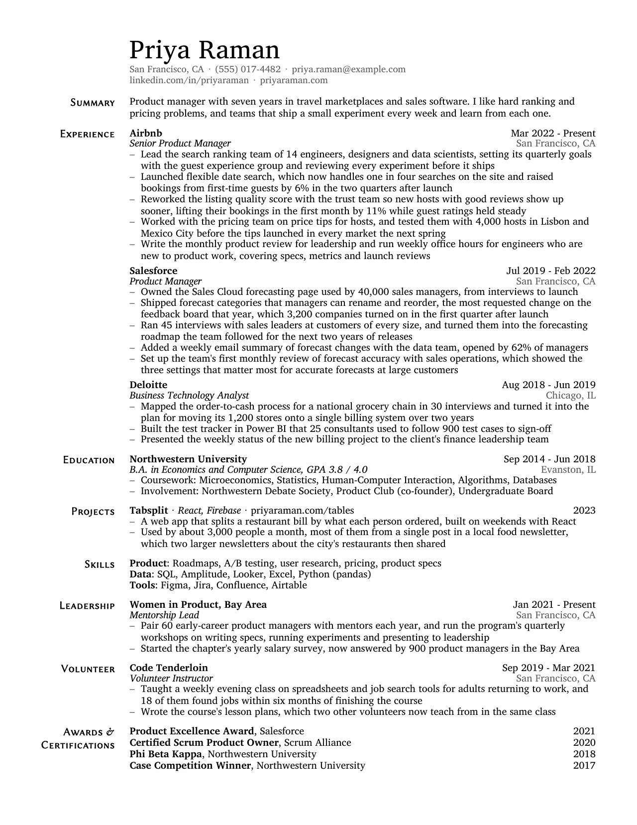 Margin resume template: a sample one-page resume