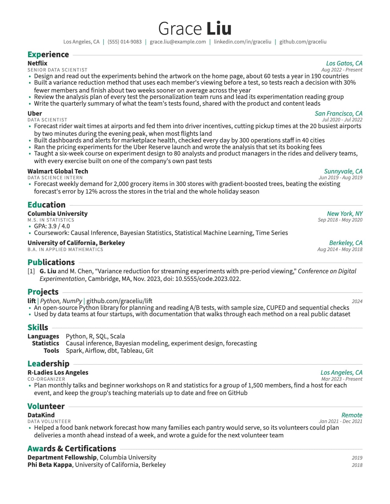 Accent resume template: a sample one-page resume