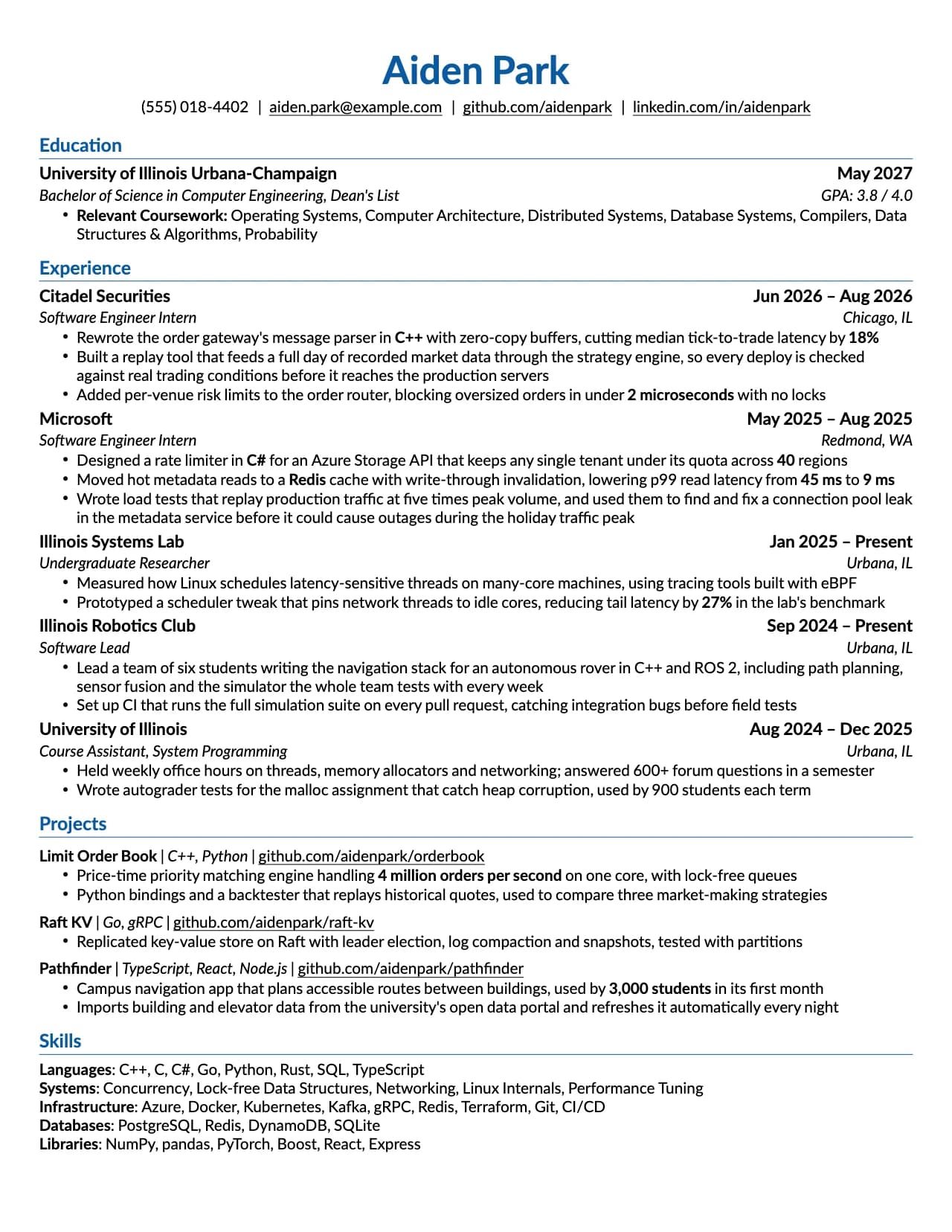 Ian's resume template: a sample one-page resume